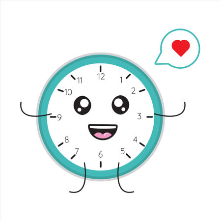 Cute kawai alarm clock mascot illustrationのイラスト素材