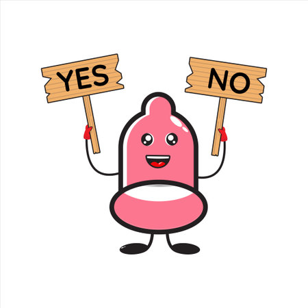 mascot condom holding the boardのイラスト素材