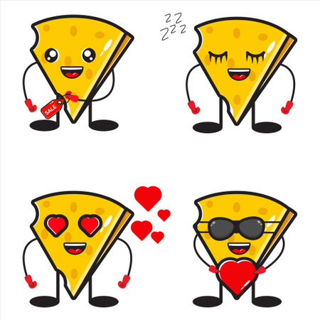 collection of cute cheese mascotsのイラスト素材