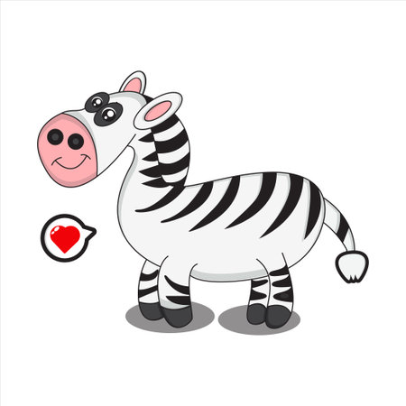 cute zebra mascot with love vector designのイラスト素材