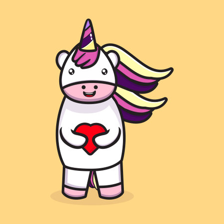 cute unicorn mascot design with love vectorのイラスト素材