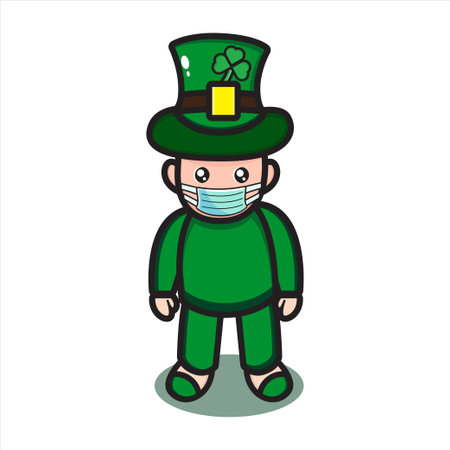 cute saint patrick character using mask vector designのイラスト素材