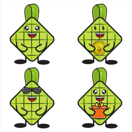 mascot ketupat vector collection designのイラスト素材