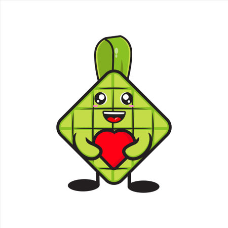 ketupat mascot illustration design with loveのイラスト素材