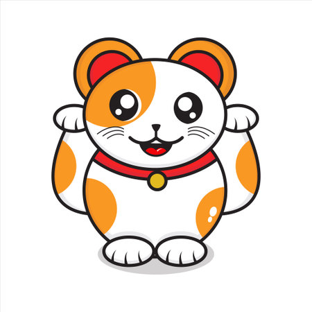 lucky cat mascot design, lucky cat character vector designのイラスト素材