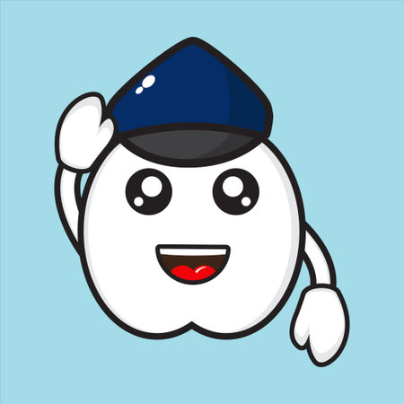 cute mascot character as a cop, eps 10 vector gear character on white backgroundのイラスト素材