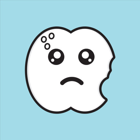 cute mascot character with cavities, tooth character eps 10 vector on white backgroundのイラスト素材
