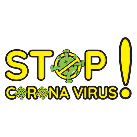 stop corona virus, stop corona virus writing in yellow and a sign of attention, vector design eps 10のイラスト素材