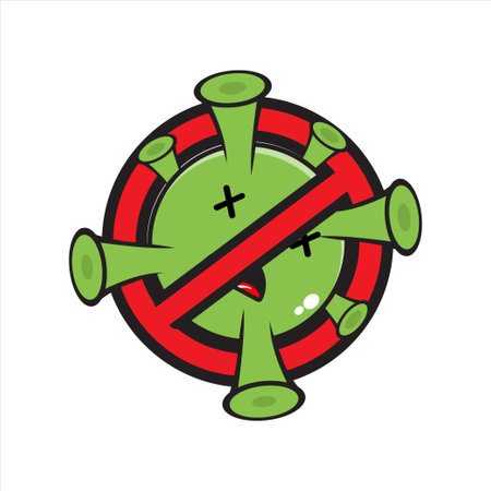 mascot stop corona virus, stop corona virus icon vector eps 10のイラスト素材