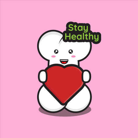 cute bone mascot with love, cute bone mascot character vector  on white backgroundのイラスト素材