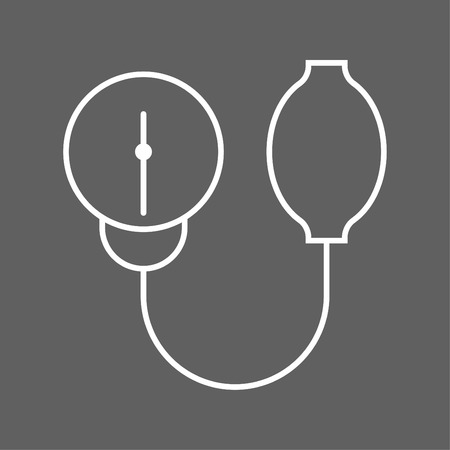 Blood pressure measurement linear icon vector - sphygmomanometer whiteのイラスト素材