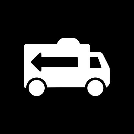 Van with arrow icon vector whiteのイラスト素材