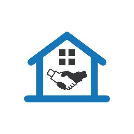 The handshake and successful real estate transactions icon blueのイラスト素材