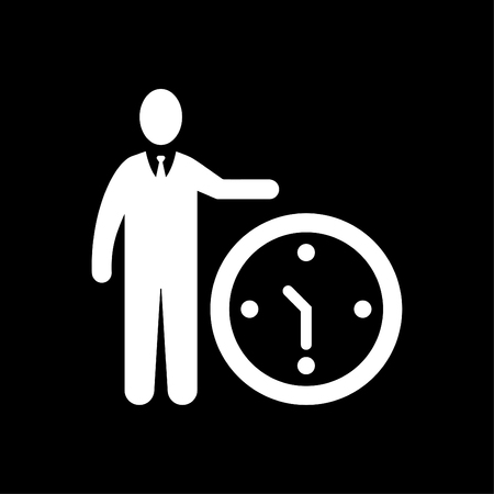Time Management Icon - Business Concept. Glyph style - Isolated Illustration vector whiteのイラスト素材
