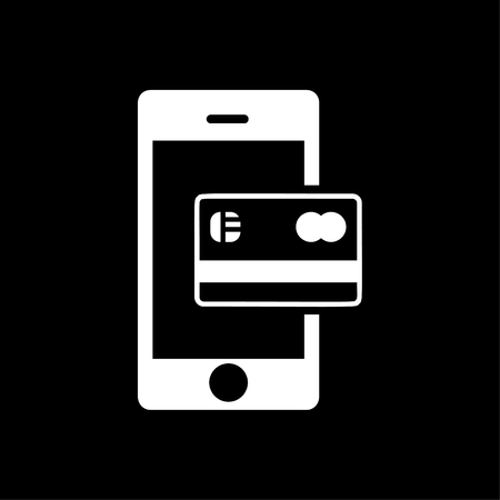 A credit card inside the mobile icon vector whiteのイラスト素材
