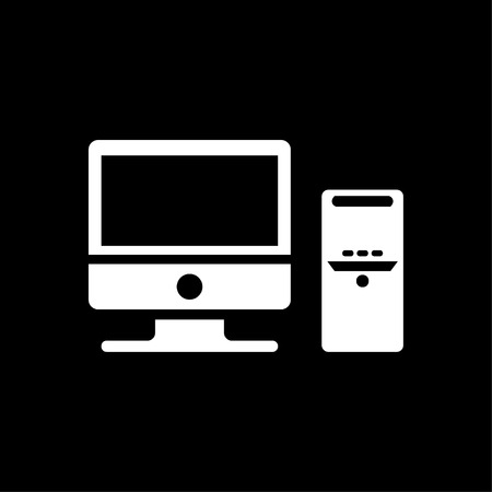 Computer icon vector whiteのイラスト素材