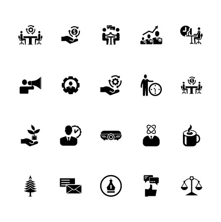 Business icons set. Glyph icons for business, management, finance, strategy, marketing vector blackのイラスト素材