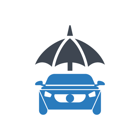 Car Protection - auto insurance icon vector - transport insurance glyph style icon blueのイラスト素材
