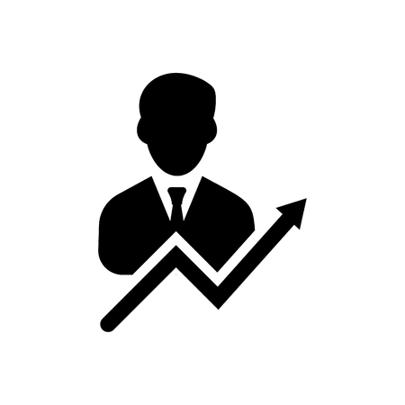 Arrow going up - with businessman icon vector blackのイラスト素材