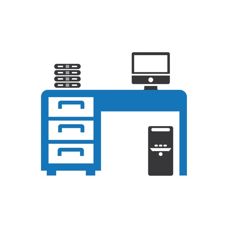 Office workplace icon design vector blueのイラスト素材