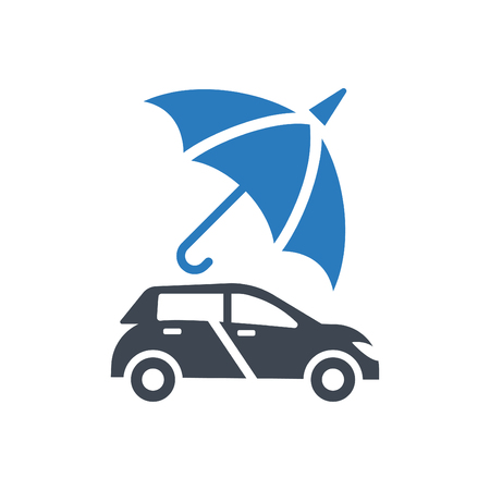 Car Protection - auto insurance icon vector blueのイラスト素材