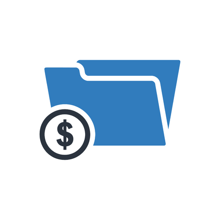 Dollar folder vector icon - Financial Folder simple icon blueのイラスト素材