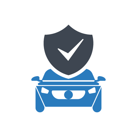 Auto Insurance - car insurance icon vector blueのイラスト素材