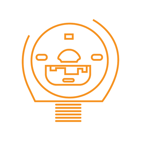 Tomography Icon - Line art Design Isolated Illustration - X-ray electronics orangeのイラスト素材
