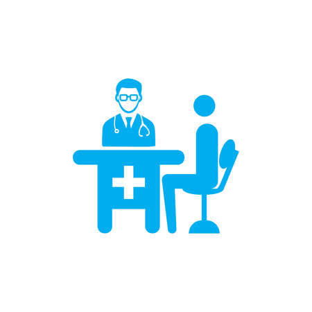 Doctor and patient consultation blueのイラスト素材