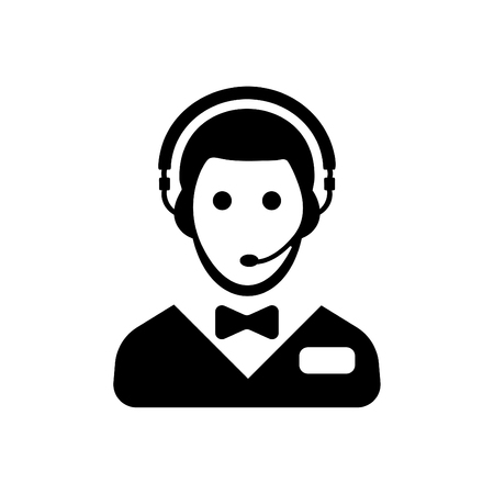 Hotel online support service vector icon blackのイラスト素材