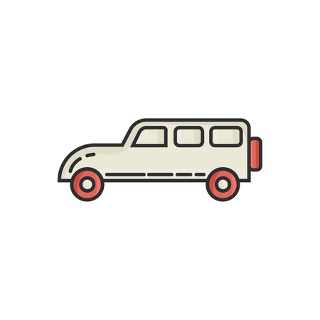 Car line color flat icon vectorのイラスト素材