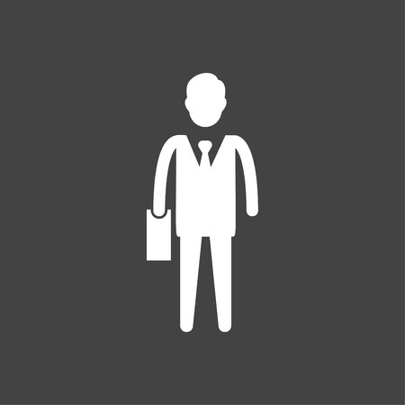 Man With Office Bag Icon Whiteのイラスト素材