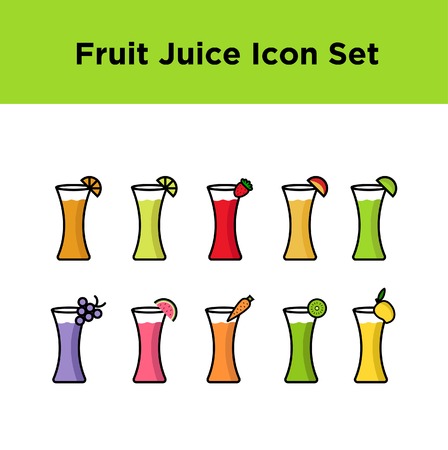Fruit juice icons vector setのイラスト素材