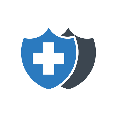 Health insurance icon - glyph design vector blueのイラスト素材