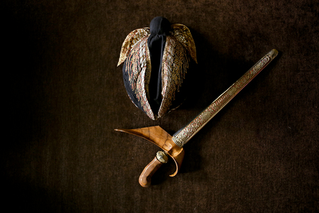 Blangkon and Keris, Traditional Wear for Javanese Manの写真素材