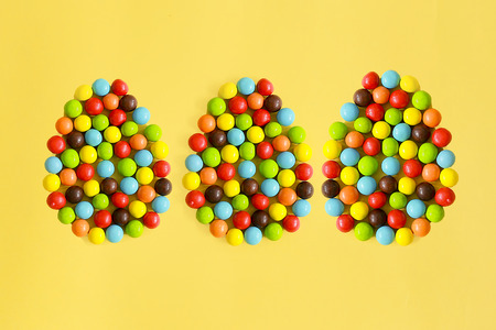 Three Pixelated Easter Egg Backgroundの写真素材