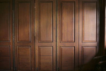 Five Wooden Foldable Doors Backgroundの写真素材