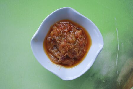 Sambal Bawang, better known as spicy sauce, pepper sauce, spicy chillies and onions ground into oneの写真素材