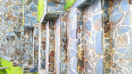 Magnificent frontyard stone step infront of an office buildingの写真素材