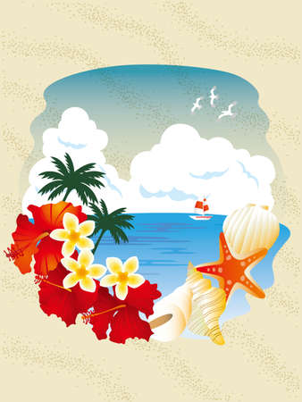 The sea and a resort のイラスト素材