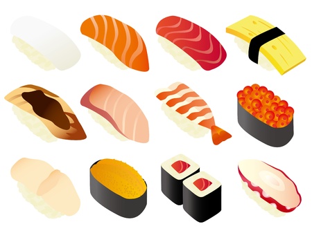 Japanese sushi (White)のイラスト素材