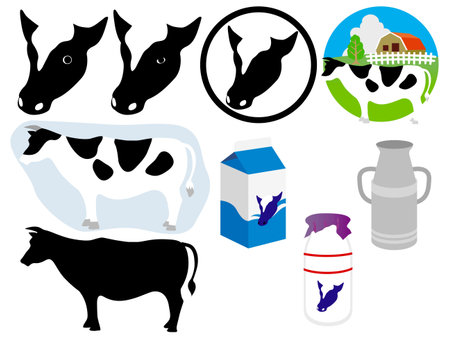 The mark and illustration of a cow のイラスト素材