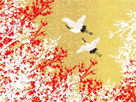 Illustration of crane and beautiful plumのイラスト素材