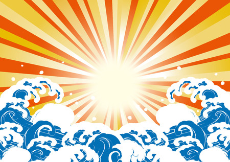 Illustration of the sun and wave のイラスト素材