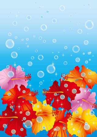 Hibiscus and refreshing seaのイラスト素材