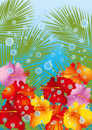 Hibiscus and refreshing seaのイラスト素材