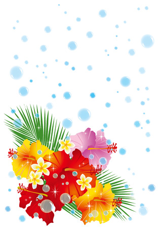 Hibiscus and refreshing seaのイラスト素材