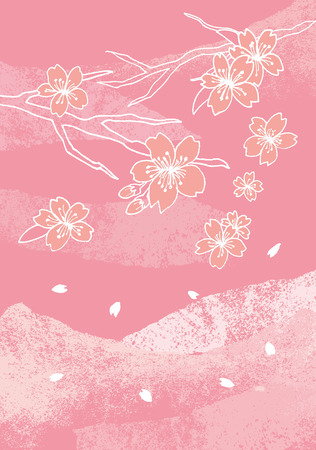 Illustration of beautiful cherry tree sakuraのイラスト素材