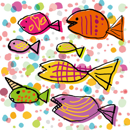 Colorful fish usのイラスト素材