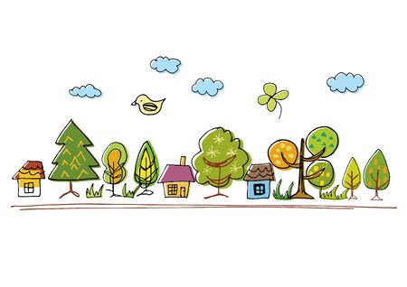Forest and wood house of illustrationのイラスト素材
